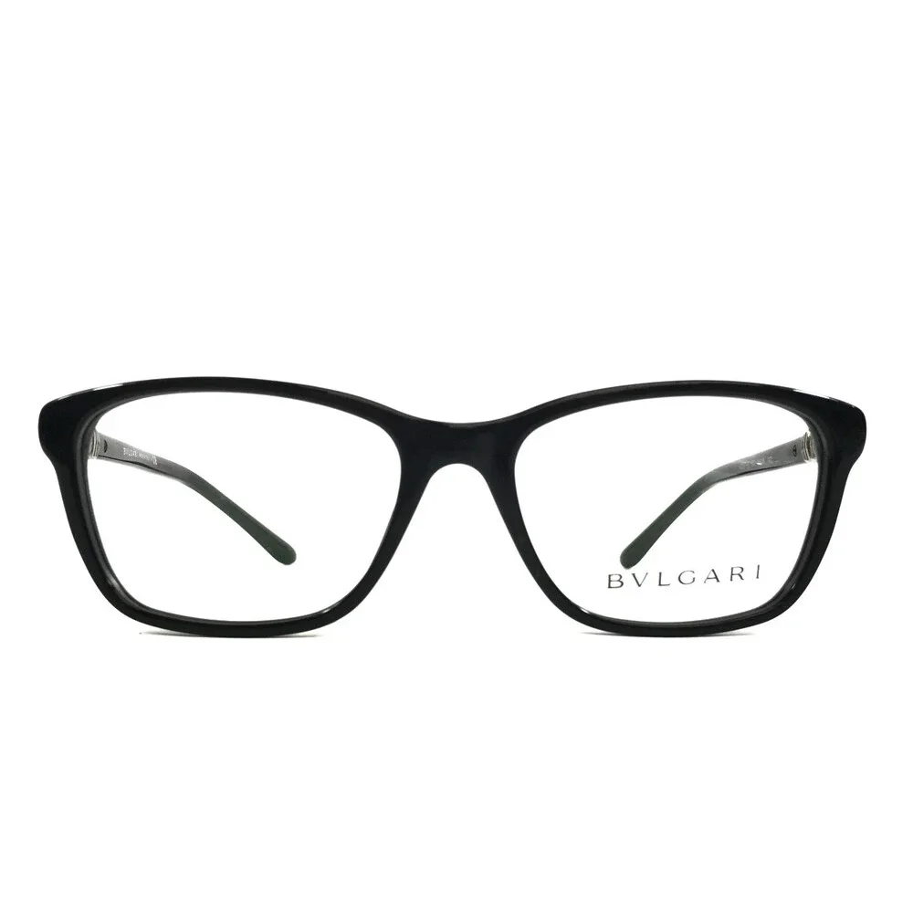 Bvlgari Eyeglasses Frames 4097-B 501 Polished Black Silver Crystals 51-16-140